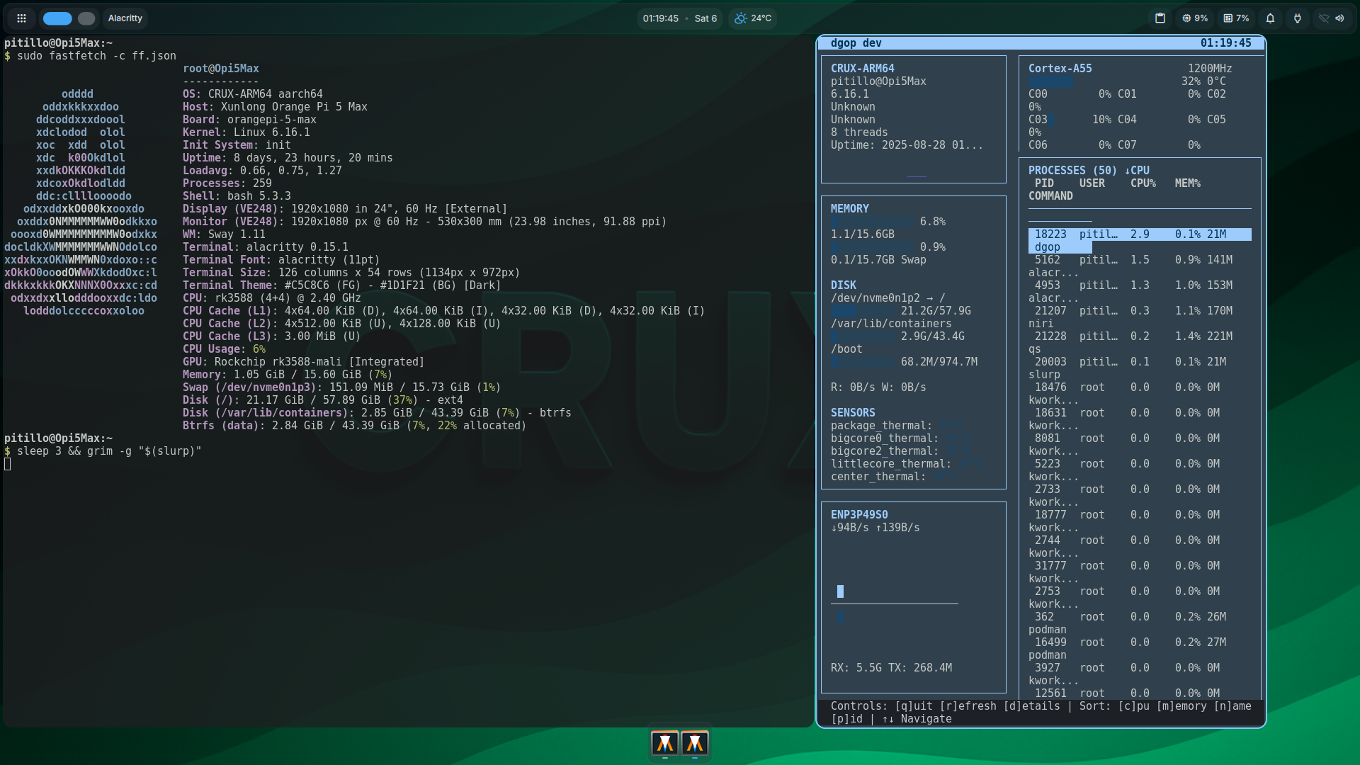 Orange Pi 5 Max — Niri + DankMaterialShell